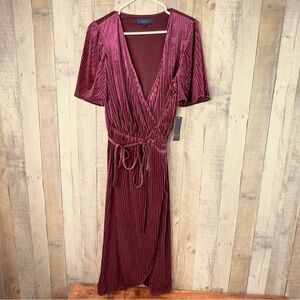 Rachel Rachel Roy Size 1X Purple Burgundy Peplum Swing Wrap Dress Flutter